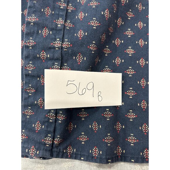 Alexander Martin Button-Up Shirt Navy Blue Floral Print Cotton Long Sleeve Sz XL - Picture 6 of 8
